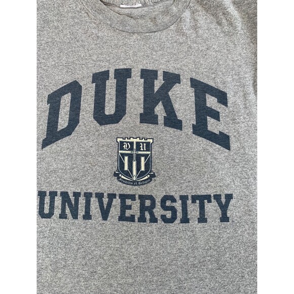 Vintage 90s Grey and blue Duke University Blue Devils vintage cotton tee XL - Picture 2 of 6